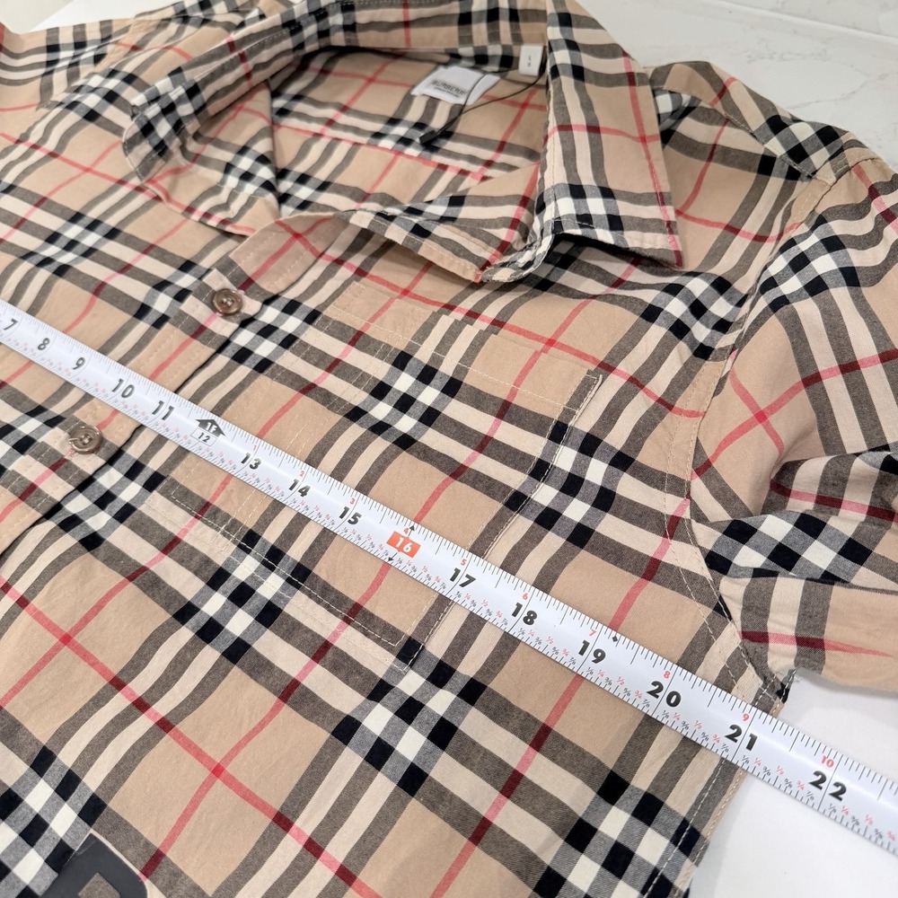 Burberry London England Check Logo Print Button Shirt Beige Men's Large - Picture 14 of 15